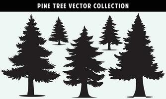 set of pine trees silhouettes vector graphics for design