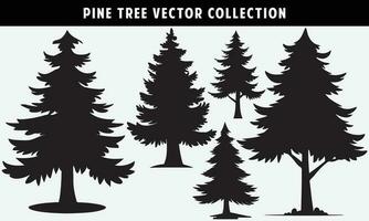 set of pine trees silhouettes vector graphics for design