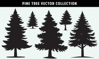 set of pine trees silhouettes vector graphics for design