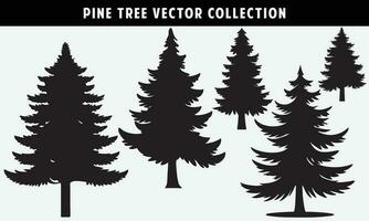 set of pine trees silhouettes vector graphics for design