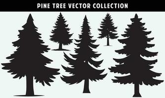 set of pine trees silhouettes vector graphics for design