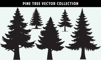 set of pine trees silhouettes vector graphics for design