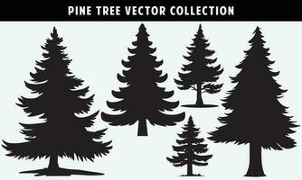 set of pine trees silhouettes vector graphics for design