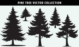 set of pine trees silhouettes vector graphics for design