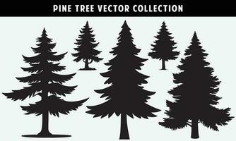 set of pine trees silhouettes vector graphics for design