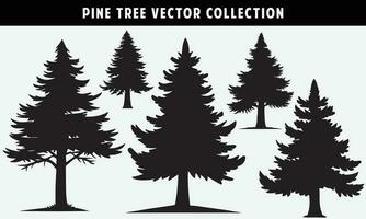 set of pine trees silhouettes vector graphics for design