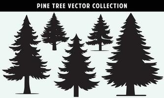 set of pine trees silhouettes vector graphics for design