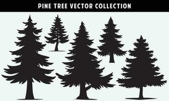 set of pine trees silhouettes vector graphics for design