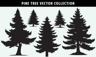 set of pine trees silhouettes vector graphics for design