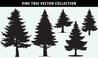 set of pine trees silhouettes vector graphics for design