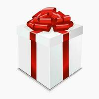 gift box, with a red fluffy bow. white. vector