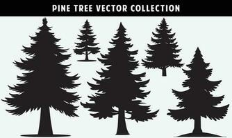 set of pine trees silhouettes vector graphics for design