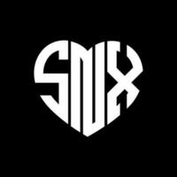 SNX creative love shape monogram letter logo. SNX Unique modern flat abstract vector letter logo design.