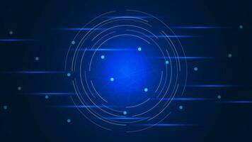 Big data visualization and machine learning concept with circle line and connecting dots and lines. Science and technology background design. Vector illustration.