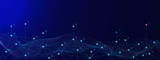 Abstract connecting dots and lines. Big data visualization, global network connection and communication technology concept background. Vector illustration.