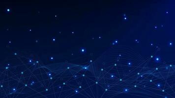 Abstract connecting dots and lines with wave flow. Digital technology for big data visualization, internet network connection and global communication concept background. Vector illustration.