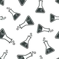 Chemical test tube seamless pattern background. Business flat vector illustration. Experiment flasks sign symbol pattern.