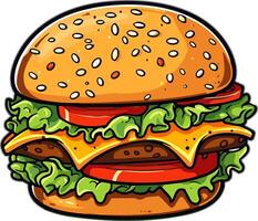 garabatear hamburguesa pegatina clipart transparente vector ilustración, ai generado