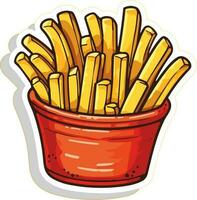Doodle french fries sticker clipart transparent vector illustration, ai generated