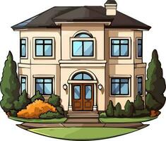 Mansion house cartoon style vector illustration, ai generated