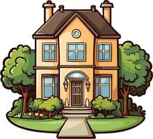 Mansion house cartoon style vector illustration, ai generated