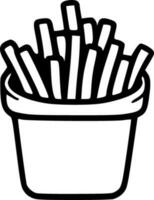 French fries black outlines monochrome vector illustration