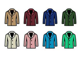 Colored coat jackets set vector illustrations