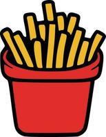 French fries in red box isolated vector illustration