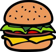 hamburguesa, aislado, vector, ilustración vector