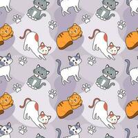 Cats Animals Seamless Pattern Design with Cat Element in Template Hand Drawn Cartoon Flat Illustration vector