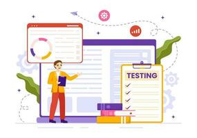 Software Testing Vector Illustration with Application Engineering, Debugging Development Process, Programming and Coding in Hand Drawn Templates