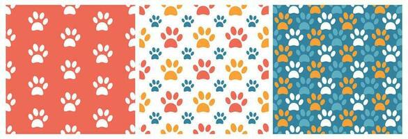 Set of Cats Animals Seamless Pattern Design with Cat Element in Template Hand Drawn Cartoon Flat Illustration vector