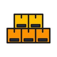 pile of sealed goods cardboard box icon, generic concept flat design illustration, vector pictogram for app advertisement web banner button ui ux interface element isolated on white background