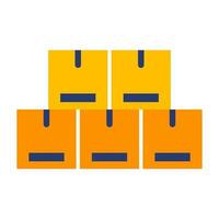 pile of sealed goods cardboard box icon, generic concept flat design illustration, vector pictogram for app advertisement web banner button ui ux interface element isolated on white background