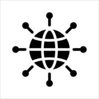 Digital technology, social network, global connect, simple business logo. Black icon on white background vector