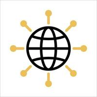 Digital technology, social network, global connect, simple business logo. Black icon on white background vector