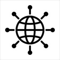 Digital technology, social network, global connect, simple business logo. Black icon on white background vector