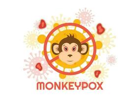 Monkey Pox Outbreak Vector Illustration of Virus Symptoms in Humans Monkeypox Microbiological in Flat Cartoon Hand Drawn Templates