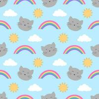 Cats Animals Seamless Pattern Design with Cat Element in Template Hand Drawn Cartoon Flat Illustration vector