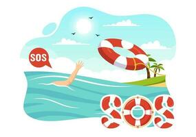 SOS Message Vector Illustration with People Who Need Emergency Assistance in Various Situations in Flat Cartoon Hand Drawn Background Templates