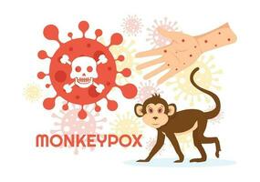 Monkey Pox Outbreak Vector Illustration of Virus Symptoms in Humans Monkeypox Microbiological in Flat Cartoon Hand Drawn Templates