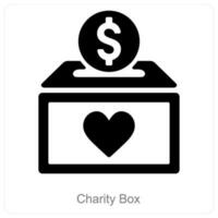 caridad caja y efectivo icono concepto vector
