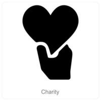 caridad y corazón icono concepto vector