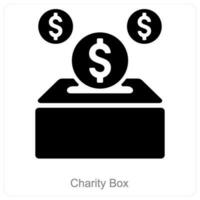 Charity Box and cash icon concept vector