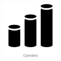 Cylinder and statistics icon concept vector