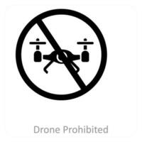 drone prohibited and drone icon concept vector