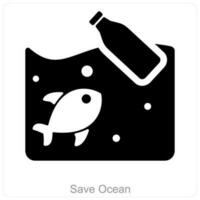 Save Ocean and pollution icon concept vector