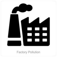 Factory Pollution and factory icon concept vector