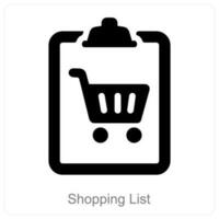 compras lista y cesta icono concepto vector