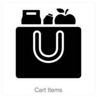 Cart Items and items icon concept vector